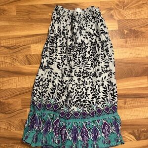 Soft Surroundings Midi Skirt with Purple and Green Accents